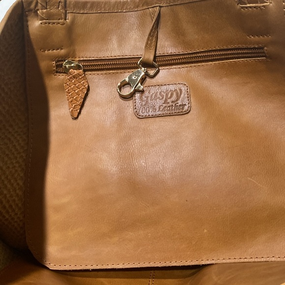 GASPY “Tracy” Large Tan (Burnt Caramel) Snakeskin Embossed Leather - Picture 12 of 16